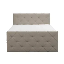 Boxspring met opbergruimte en voetbord Liv geruit - beige - 140x200cm