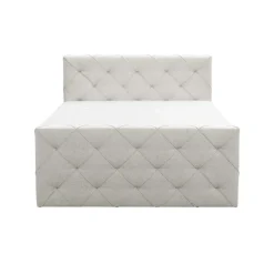Boxspring met opbergruimte en voetbord Liv geruit - ecru - 160x200cm