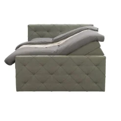 Boxspring met opbergruimte en voetbord Liv geruit - groen - 140x200cm
