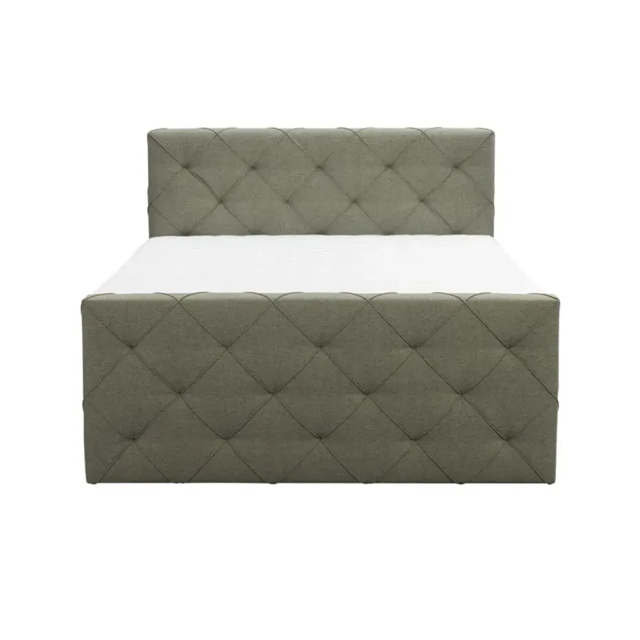 Boxspring met opbergruimte en voetbord Liv geruit - groen - 140x200cm