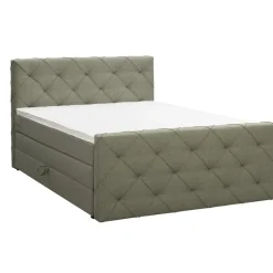 Boxspring met opbergruimte en voetbord Liv geruit - groen - 140x200cm