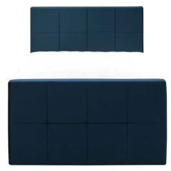 Boxspring met opbergruimte en voetbord Liv geblokt - blauw - 120x200cm
