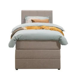 Boxspring met opbergruimte Liv geblokt - beige - 90x200 cm