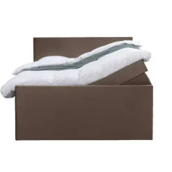 Boxspring met opbergruimte en voetbord Liv egaal - bruin - 140x200cm