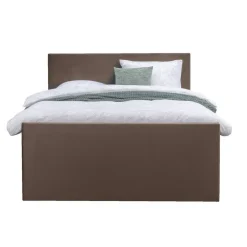Boxspring met opbergruimte en voetbord Liv egaal - bruin - 140x200cm