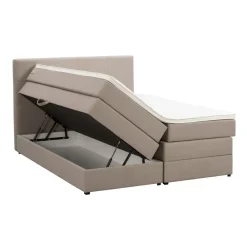 Boxspring met opbergruimte Liv geblokt - beige - 160x200 cm