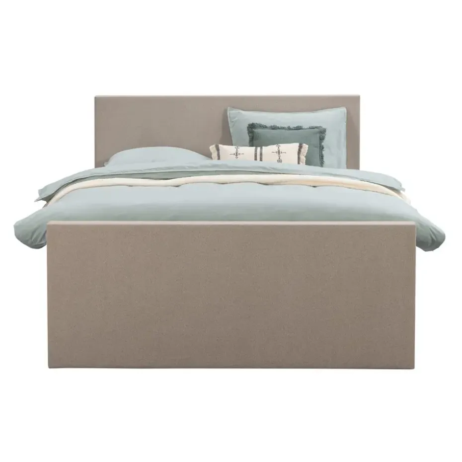 Boxspring met opbergruimte en voetbord Liv egaal - beige - 160x200cm