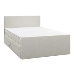 Boxspring met opbergruimte en voetbord Liv egaal - ecru - 140x200cm