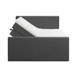 Boxspring met opbergruimte en voetbord Liv geblokt - antraciet - 180x200cm