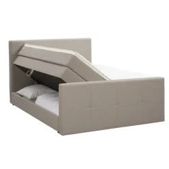 Boxspring met opbergruimte en voetbord Liv geblokt - beige - 160x200cm