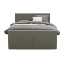 Boxspring met opbergruimte en voetbord Liv geblokt - groen - 180x200cm