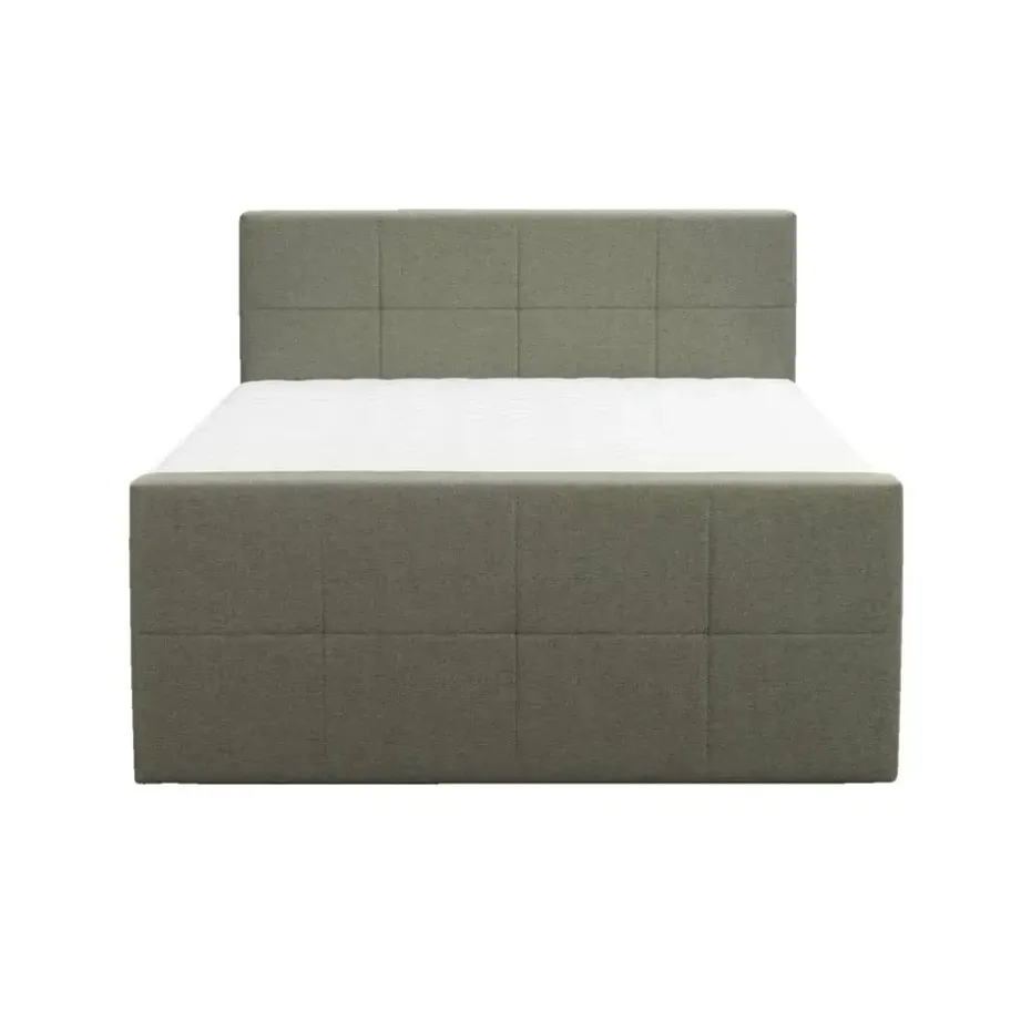 Boxspring met opbergruimte en voetbord Liv geblokt - groen - 180x200cm