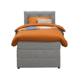 Boxspring met opbergruimte Liv geruit - lichtgrijs - 90x200 cm