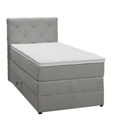 Boxspring met opbergruimte Liv geruit - lichtgrijs - 90x200 cm