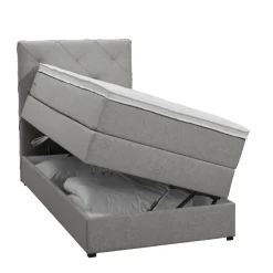 Boxspring met opbergruimte Liv geruit - lichtgrijs - 90x200 cm