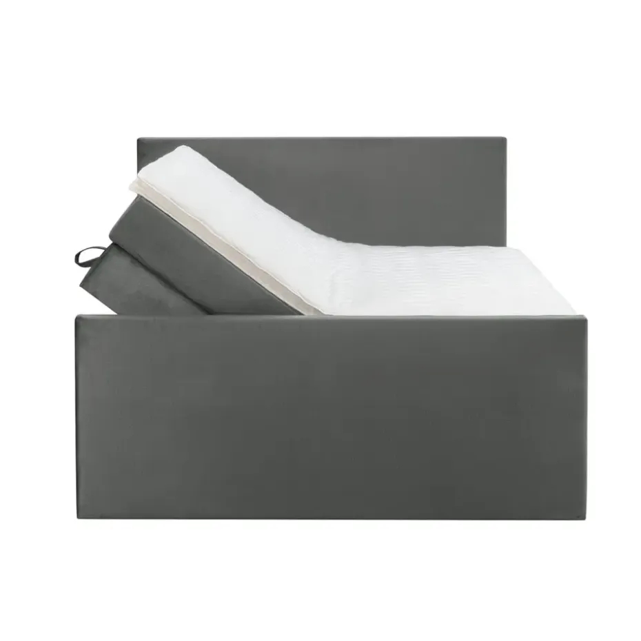 Boxspring met opbergruimte en voetbord Liv egaal - grijs - 140x200cm