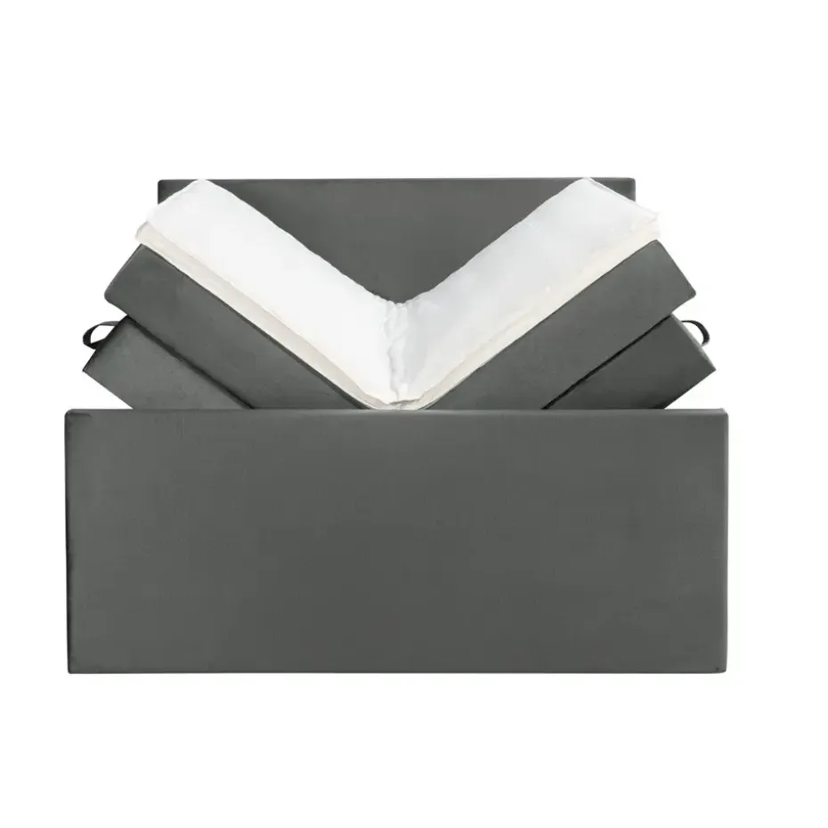 Boxspring met opbergruimte en voetbord Liv egaal - grijs - 140x200cm