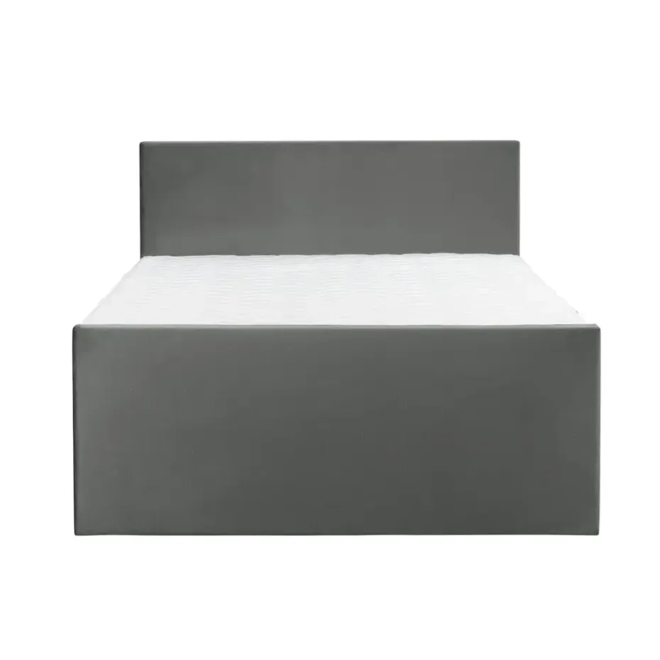Boxspring met opbergruimte en voetbord Liv egaal - grijs - 140x200cm