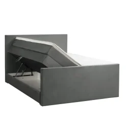 Boxspring met opbergruimte en voetbord Liv egaal - grijs - 140x200cm