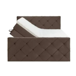 Boxspring met opbergruimte en voetbord Liv geruit - bruin - 140x200cm