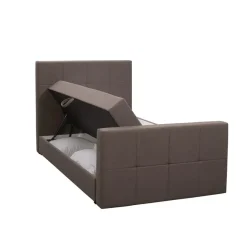 Boxspring met opbergruimte en voetbord Liv geblokt - donkerbruin - 120x200cm