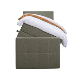 Boxspring met opbergruimte en voetbord Liv geblokt - groen - 90x200cm