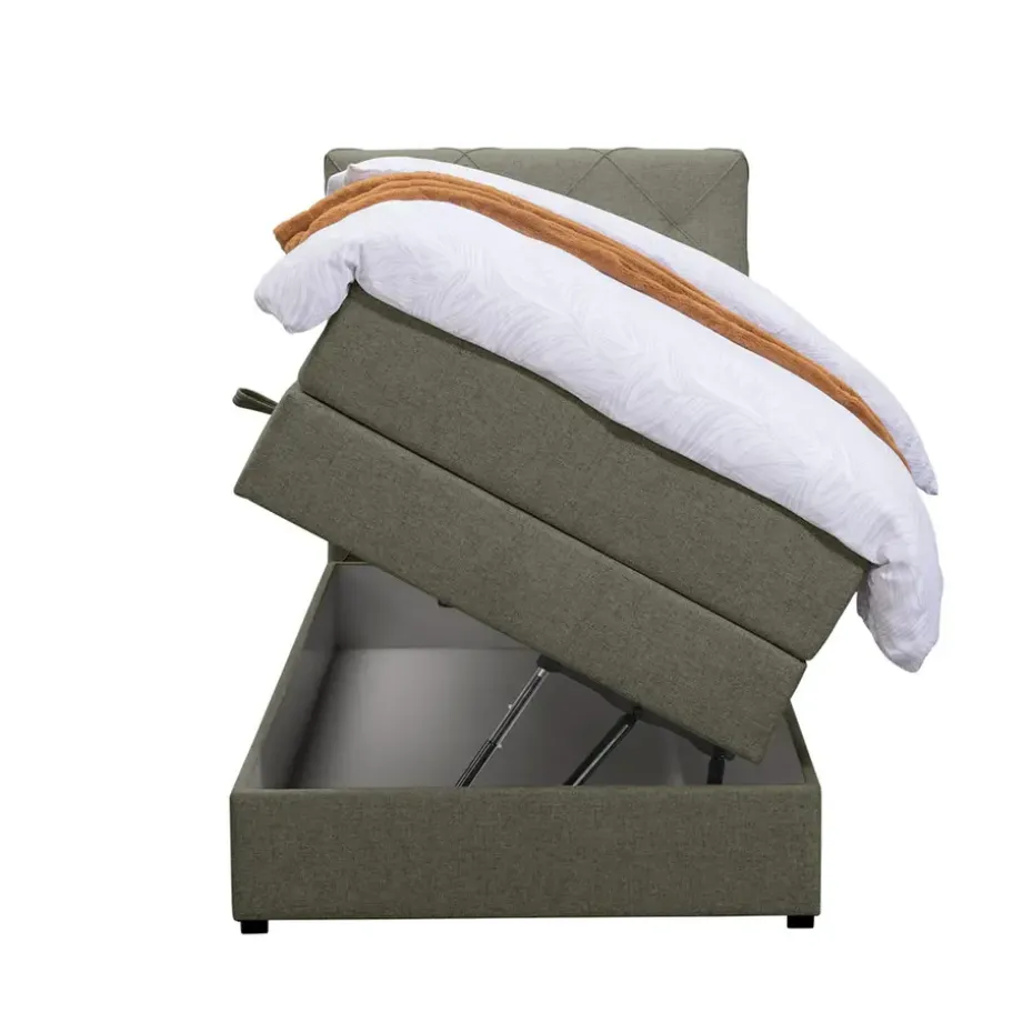 Boxspring met opbergruimte Liv geruit - groen - 90x200 cm