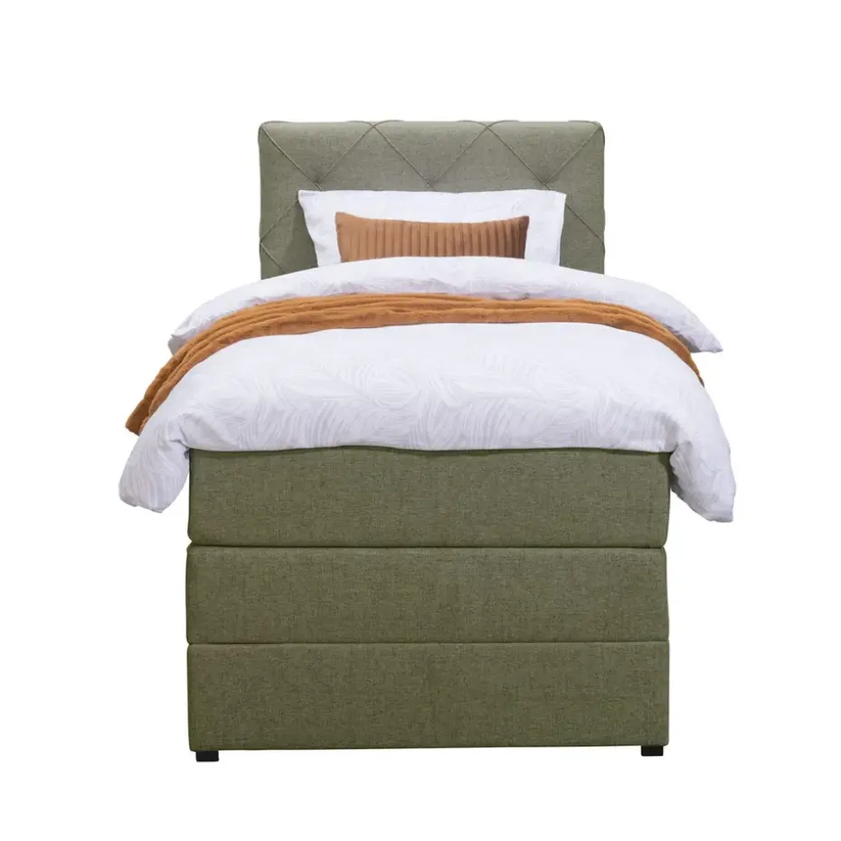 Boxspring met opbergruimte Liv geruit - groen - 90x200 cm