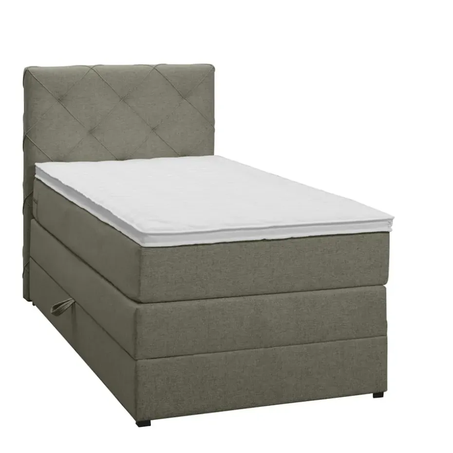 Boxspring met opbergruimte Liv geruit - groen - 90x200 cm