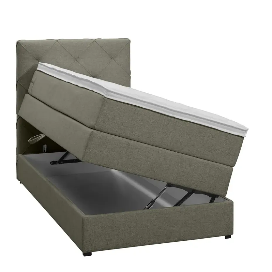 Boxspring met opbergruimte Liv geruit - groen - 90x200 cm