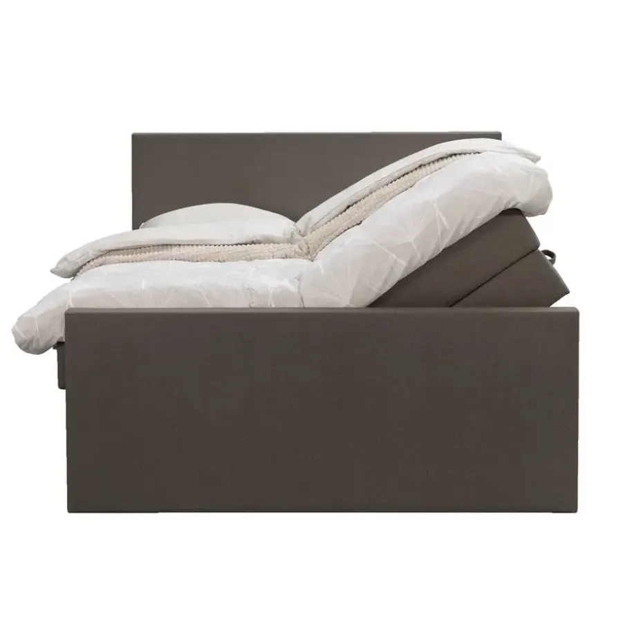 Boxspring met opbergruimte en voetbord Liv egaal - donkerbruin - 140x200cm