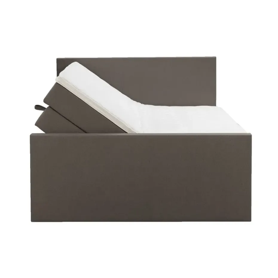 Boxspring met opbergruimte en voetbord Liv egaal - donkerbruin - 140x200cm