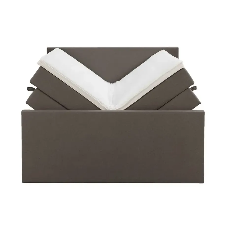 Boxspring met opbergruimte en voetbord Liv egaal - donkerbruin - 140x200cm