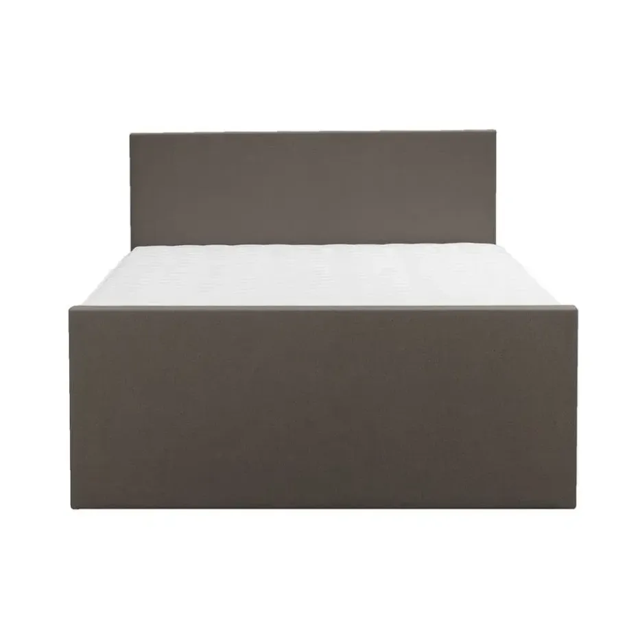 Boxspring met opbergruimte en voetbord Liv egaal - donkerbruin - 140x200cm