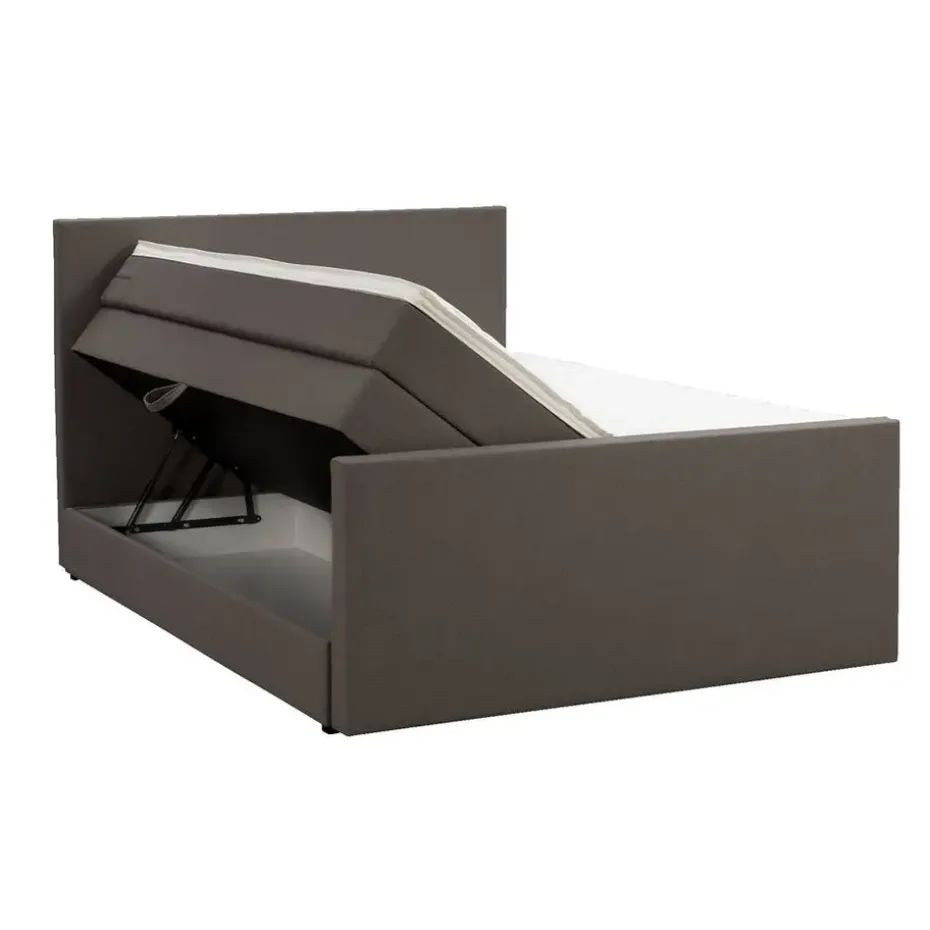 Boxspring met opbergruimte en voetbord Liv egaal - donkerbruin - 140x200cm