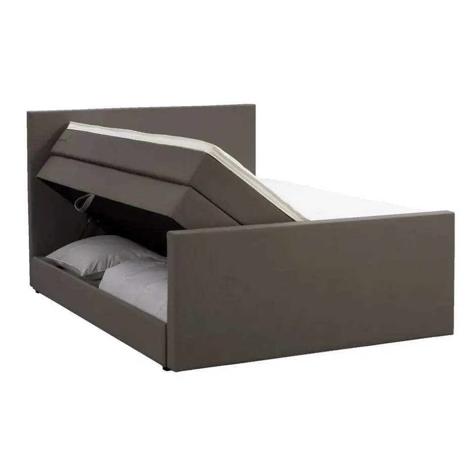 Boxspring met opbergruimte en voetbord Liv egaal - donkerbruin - 140x200cm
