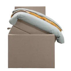 Boxspring met opbergruimte en voetbord Liv egaal - beige - 90x200cm