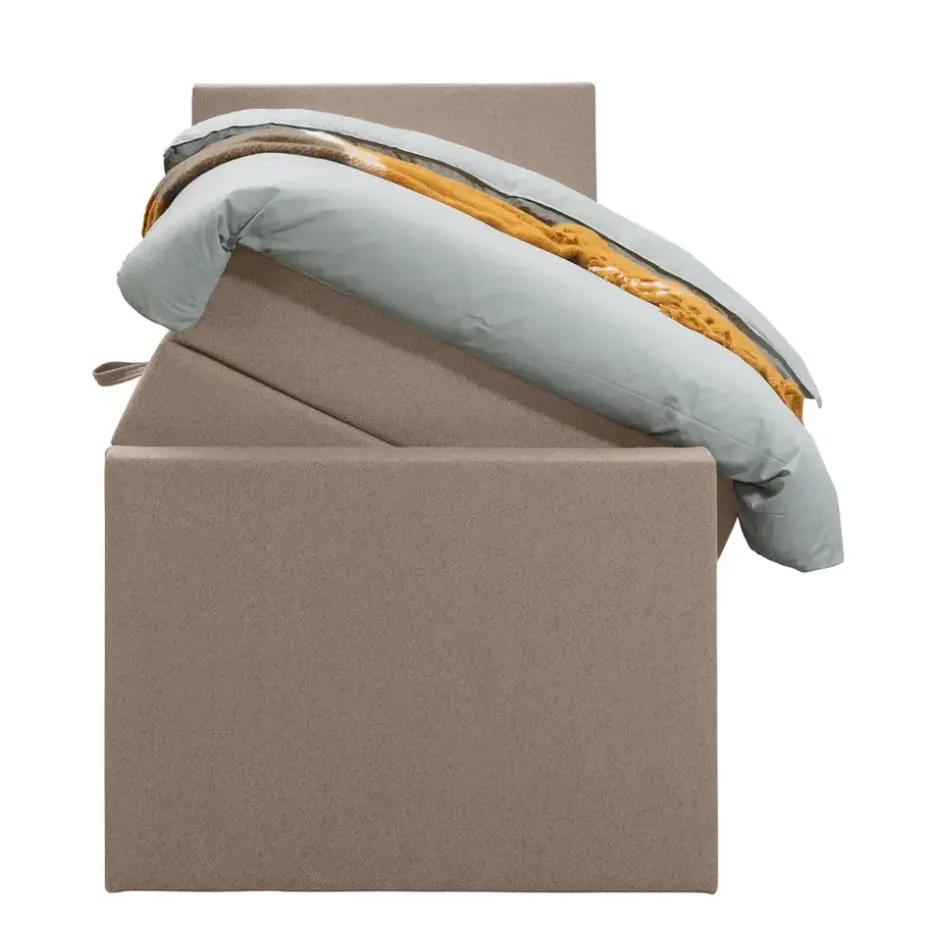 Boxspring met opbergruimte en voetbord Liv egaal - beige - 90x200cm