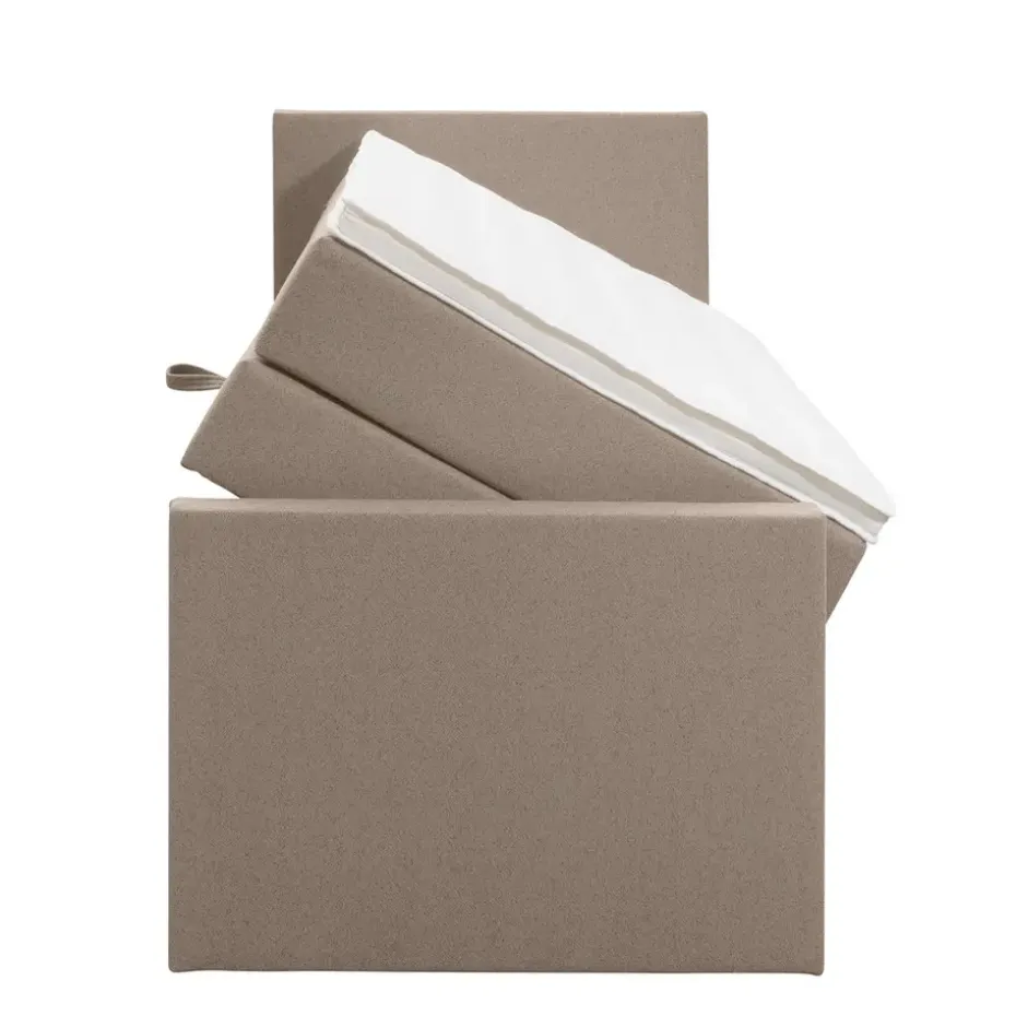 Boxspring met opbergruimte en voetbord Liv egaal - beige - 90x200cm