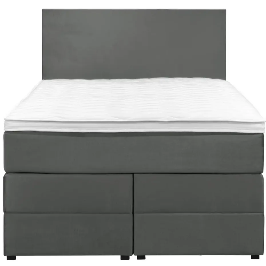 Boxspring met opbergruimte Liv egaal - grijs - 120x200 cm