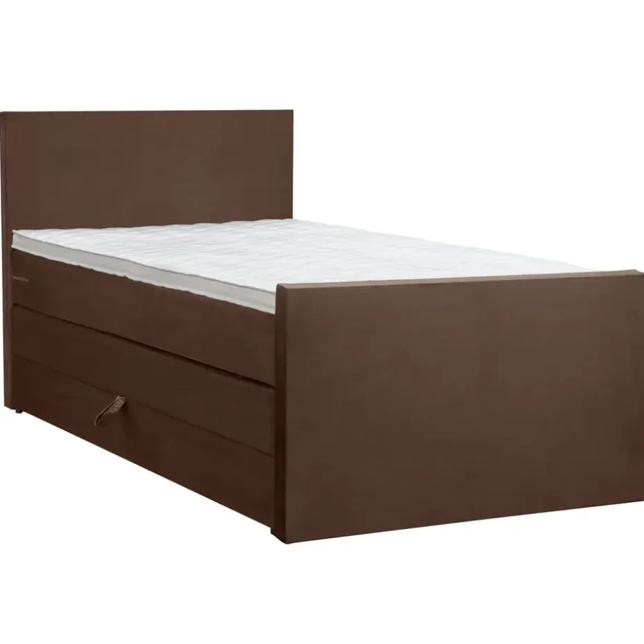 Boxspring met opbergruimte en voetbord Liv egaal - bruin - 120x200cm