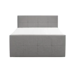 Boxspring met opbergruimte en voetbord Liv geblokt - lichtgrijs - 180x200cm