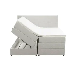 Boxspring met opbergruimte Liv geblokt - ecru - 180x200 cm