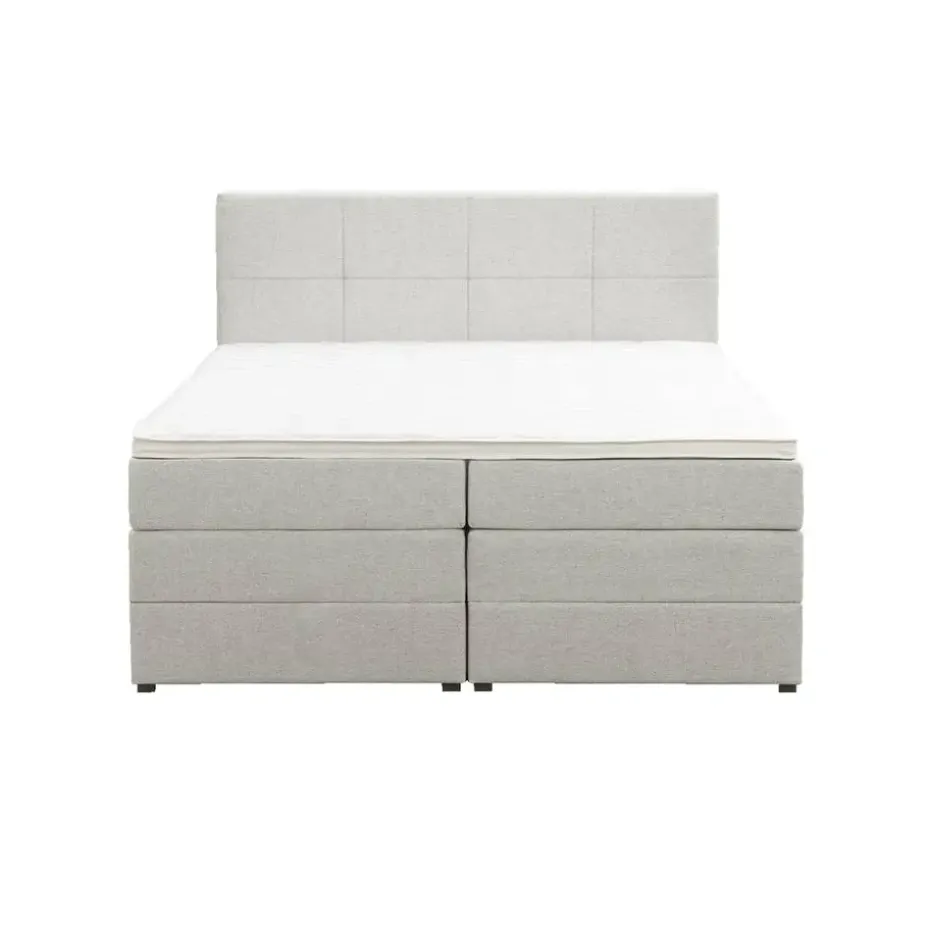Boxspring met opbergruimte Liv geblokt - ecru - 180x200 cm