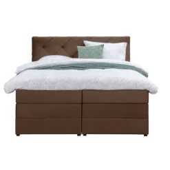 Boxspring met opbergruimte Liv geruit - bruin - 140x200 cm