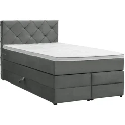 Boxspring met opbergruimte Liv geruit - grijs - 120x200 cm
