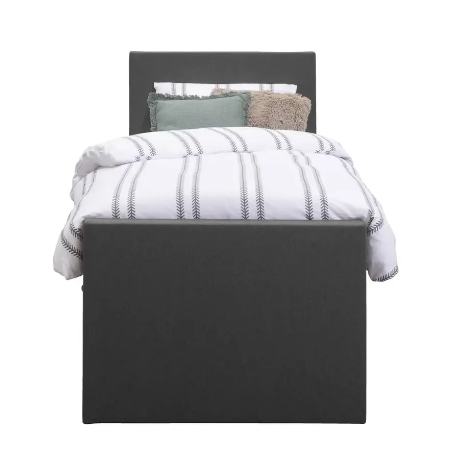 Boxspring met opbergruimte en voetbord Liv egaal - antraciet - 90x200cm
