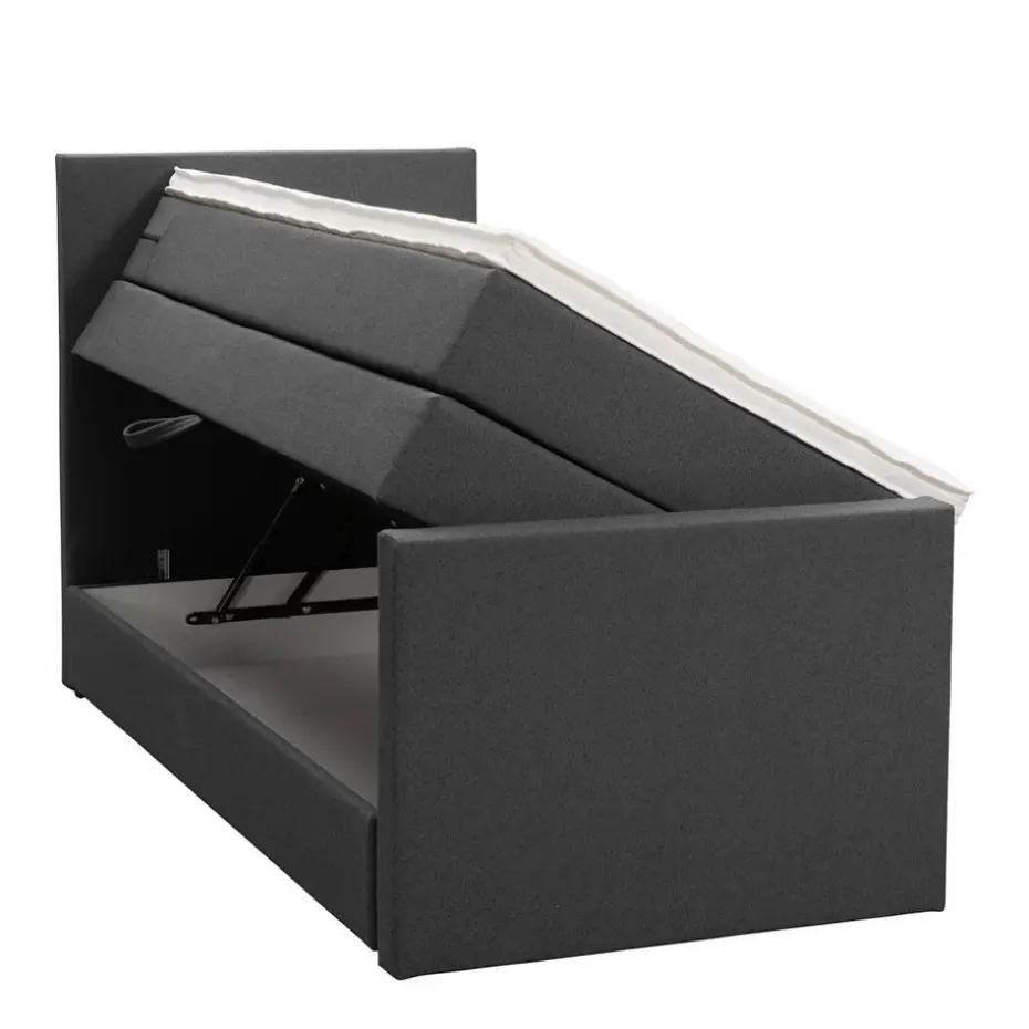 Boxspring met opbergruimte en voetbord Liv egaal - antraciet - 90x200cm