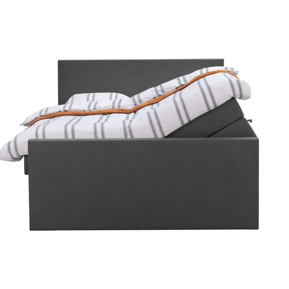 Boxspring met opbergruimte en voetbord Liv egaal - antraciet - 180x200cm