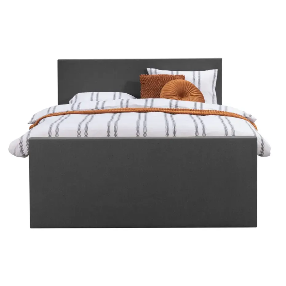 Boxspring met opbergruimte en voetbord Liv egaal - antraciet - 180x200cm